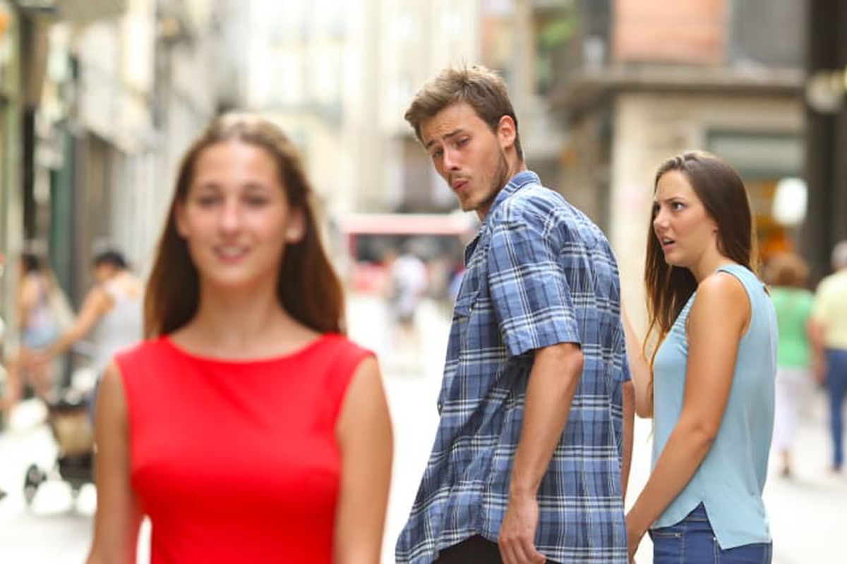 Distracted Boyfriend meme about Purity Coffee