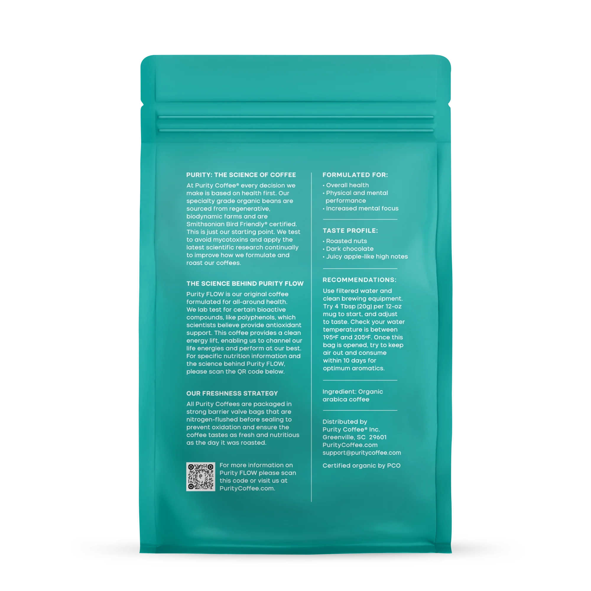 Flow Coffee ground coffee bag, back